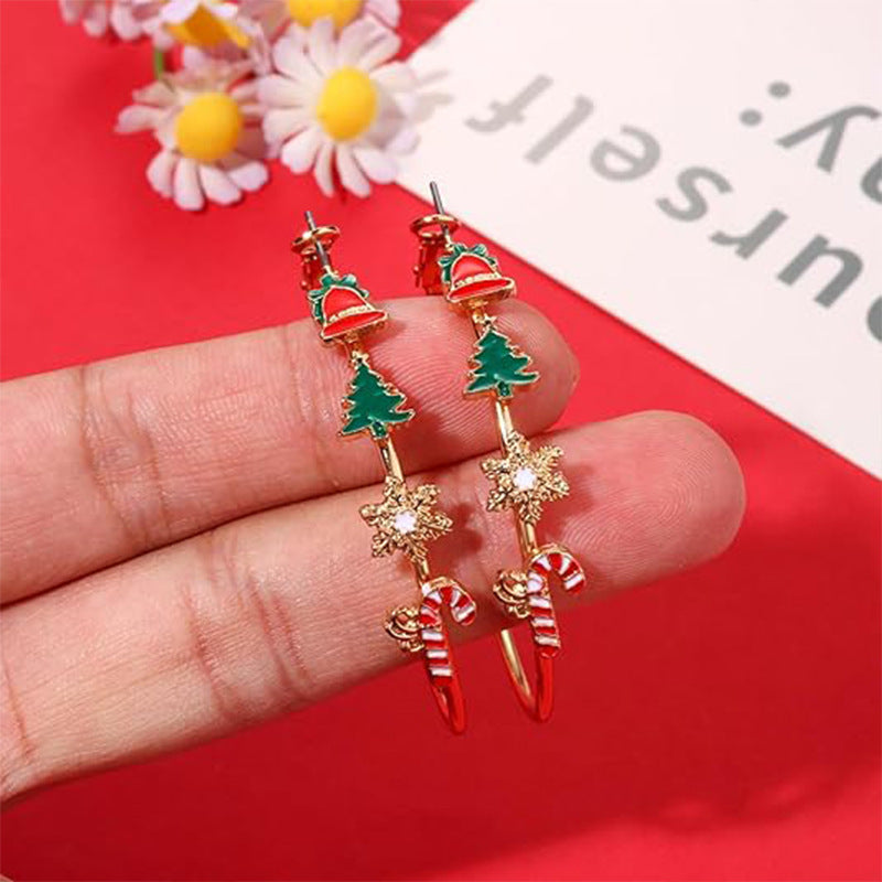 Wholesale Christmas Tree Snowflake  Large Hoop Earrings